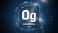 Oganesson as Element 118 of the Periodic Table 3D illustration on blue background Royalty Free Stock Photo