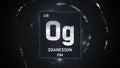 Oganesson as Element 118 of the Periodic Table 3D illustration on silver background Royalty Free Stock Photo