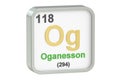Oganesson chemical element, 3D rendering