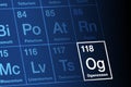 Oganesson on periodic table of the elements, with element symbol Og