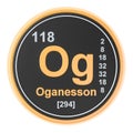 Oganesson Og chemical element. 3D rendering