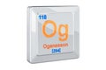 Oganesson Og, chemical element sign. 3D rendering