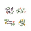 Oganic vegetables labels. Linear graphic. Scandinavian minimalist style. Healthy food design.