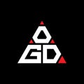 OGD triangle letter logo design with triangle shape. OGD triangle logo design monogram. OGD triangle vector logo template with red
