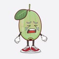 Ogeechee Lime cartoon mascot character with crying expression