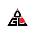 OGL triangle letter logo design with triangle shape. OGL triangle logo design monogram. OGL triangle vector logo template with red Royalty Free Stock Photo