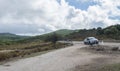 Ogliastra, Sardinia, Italy, September 11, 2020: Citroen c3 cactus with open door standing at road in Supramonte