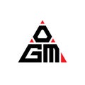 OGM triangle letter logo design with triangle shape. OGM triangle logo design monogram. OGM triangle vector logo template with red Royalty Free Stock Photo