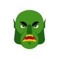 Ogre angry Emoji. Goblin evil emotion isolated. Green monster fa