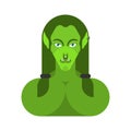 Ogre Female face. Green goblin woman portrait. berserk lady Troll Royalty Free Stock Photo