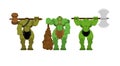 Ogre warrior Army set. Green goblin Strong. berserk Troll Royalty Free Stock Photo