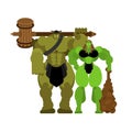 Ogre warrior woman and man. Green goblin Family Strong. berserk Troll with weapon Royalty Free Stock Photo