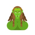 Ogre woman face. Green goblin Female portrait. berserk lady Troll Royalty Free Stock Photo