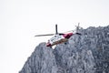 Ogwen Glen , Wales - April 29 2018 : British HM Coastguard helicopter Sikorsky S-92 operated by Bristow Helicopters