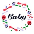 Oh, Baby. Lettering for babies clothes and nursery decorations bags, posters, invitations, cards, pillows . Brush calligraphy isol