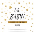 Oh baby text with gold polka dot golden star for girl boy baby shower card invitation design