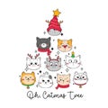 Oh Catmas tree quote for Christmas and New year designs. Vector illustration.