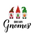 Oh my Gnomes. Funny Christmas quote. Cute holidays gnomes. Vector template for typography poster, t-shirt, greeting card