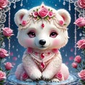 Oh my goodness, have you seen that adorable polar bear in the lace, rose pink dress and white beads? Royalty Free Stock Photo