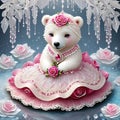 Oh my goodness, have you seen that adorable polar bear in the lace, rose pink dress and white beads?