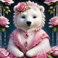 Oh my goodness, have you seen that adorable polar bear in the lace, rose pink dress and white beads?