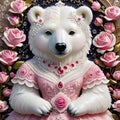 Oh my goodness, have you seen that adorable polar bear in the lace, rose pink dress and white beads? Royalty Free Stock Photo