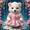 Oh my goodness, have you seen that adorable polar bear in the lace, rose pink dress and white beads?