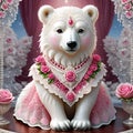 Oh my goodness, have you seen that adorable polar bear in the lace, rose pink dress and white beads?