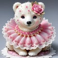 Oh my goodness, have you seen that adorable polar bear in the lace, rose pink dress and white beads?