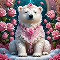 Oh my goodness, have you seen that adorable polar bear in the lace, rose pink dress and white beads?