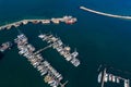 Oh the places youll go in your boat. High angle shot of boats at a seaside harbour.