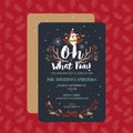 Oh What Fun Christmas Party Invitation Card Template. Vector Illustration Royalty Free Stock Photo