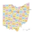 Ohio Counties Map Royalty Free Stock Photo