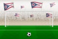 Ohio football team fans with flags of Ohio cheering on stadium, penalty kick concept in a soccer match Royalty Free Stock Photo