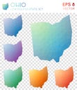 Ohio geometric polygonal maps, mosaic style us.