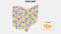 Ohio Map. District map of Ohio in District map of Ohio in color with capital Royalty Free Stock Photo