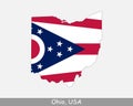 Ohio Map Flag. Map of OH; USA with the state flag isolated on white background. United States; America; American; United States of Royalty Free Stock Photo