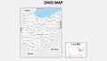 Ohio Map. Political map of Ohio with boundaries in white color Royalty Free Stock Photo
