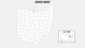 Ohio Map. State and district map of Ohio. Political map of Ohio with outline and black and white design Royalty Free Stock Photo