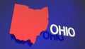 Ohio Red State Map OH Word Name Royalty Free Stock Photo