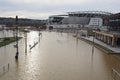 Ohio River flooding 2018 in Cincinnati Royalty Free Stock Photo