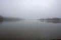 Ohio river on foggy morning Royalty Free Stock Photo