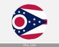 Ohio Round Circle Flag. OH USA State Circular Button Banner Icon. Ohio United States of America State Flag. The Buckeye State Royalty Free Stock Photo