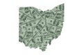 Ohio State Map Outline and United States Money, Hundred Dollar Bills