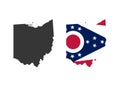 Ohio state of USA. Ohio flag and territory. States of America territory on white background. Separate states. Vector illustration Royalty Free Stock Photo