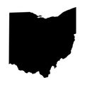 Ohio, state of USA - solid black silhouette map of country area. Simple flat vector illustration Royalty Free Stock Photo