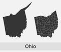 Ohio counties vector map Royalty Free Stock Photo