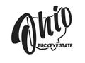 Ohio vector silhouette. Nickname inscription Buckeye State. Image for US poster, banner, print, decor, United States of America