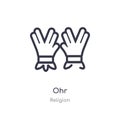 Ohr outline icon. isolated line vector illustration from religion collection. editable thin stroke ohr icon on white background Royalty Free Stock Photo