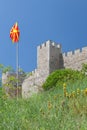 Ohrid fortress and macedonian flag, Macedonia Royalty Free Stock Photo
